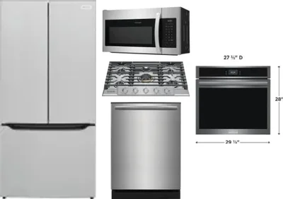 5 Piece Package Includes Refrigerator, Cooktop, Wall Oven, Microwave And Dishwasher