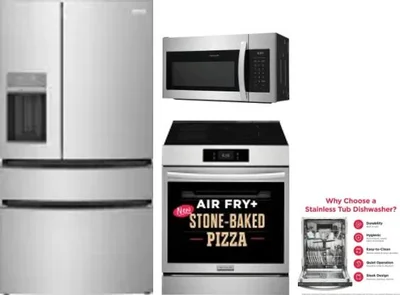 4 Piece Package Includes Refrigerator, Range, Microwave And Dishwasher