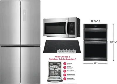 5 Piece Package Includes Refrigerator, Cooktop, Wall Oven, Microwave And Dishwasher