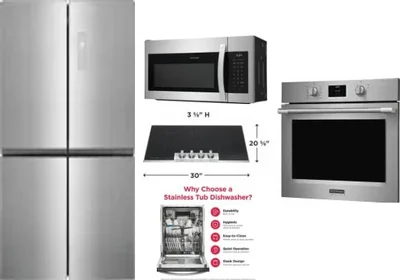 5 Piece Package Includes Refrigerator, Cooktop, Wall Oven, Microwave And Dishwasher