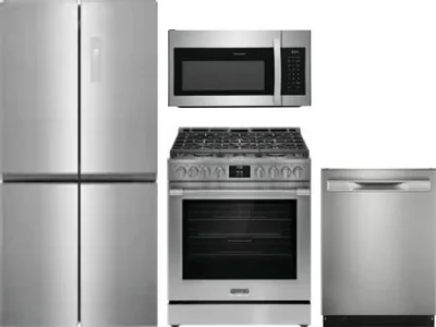 4 Piece Package Includes Refrigerator, Range, Microwave And Dishwasher