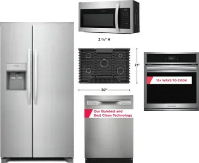 5 Piece Package Includes Refrigerator, Cooktop, Wall Oven, Microwave And Dishwasher