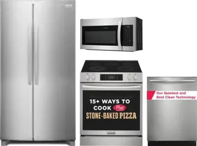 4 Piece Package Includes Refrigerator, Range, Microwave And Dishwasher