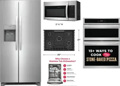 5 Piece Package Includes Refrigerator, Cooktop, Wall Oven, Microwave And Dishwasher