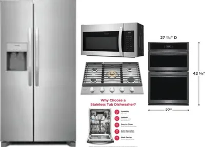 5 Piece Package Includes Refrigerator, Cooktop, Wall Oven, Microwave And Dishwasher