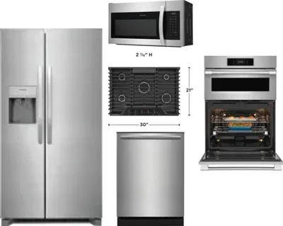5 Piece Package Includes Refrigerator, Cooktop, Wall Oven, Microwave And Dishwasher