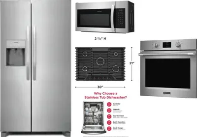 5 Piece Package Includes Refrigerator, Cooktop, Wall Oven, Microwave And Dishwasher