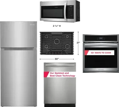 5 Piece Package Includes Refrigerator, Cooktop, Wall Oven, Microwave And Dishwasher