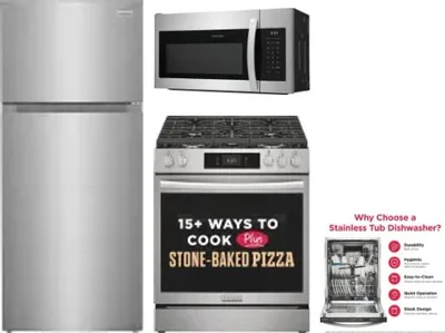 4 Piece Package Includes Refrigerator, Range, Microwave And Dishwasher