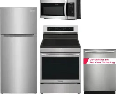 4 Piece Package Includes Refrigerator, Range, Microwave And Dishwasher