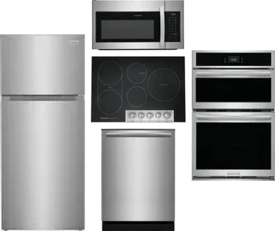5 Piece Package Includes Refrigerator, Cooktop, Wall Oven, Microwave And Dishwasher