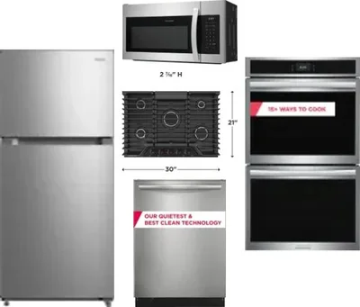 5 Piece Package Includes Refrigerator, Cooktop, Wall Oven, Microwave And Dishwasher