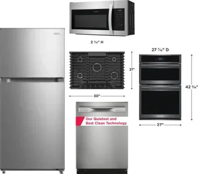 5 Piece Package Includes Refrigerator, Cooktop, Wall Oven, Microwave And Dishwasher