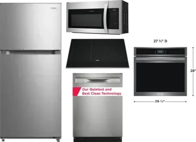 5 Piece Package Includes Refrigerator, Cooktop, Wall Oven, Microwave And Dishwasher