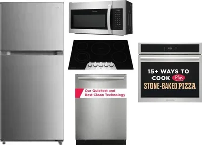 5 Piece Package Includes Refrigerator, Cooktop, Wall Oven, Microwave And Dishwasher