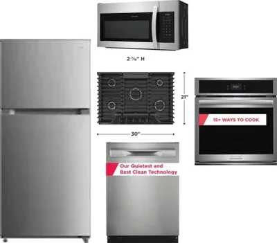 5 Piece Package Includes Refrigerator, Cooktop, Wall Oven, Microwave And Dishwasher