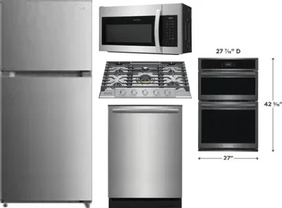 5 Piece Package Includes Refrigerator, Cooktop, Wall Oven, Microwave And Dishwasher