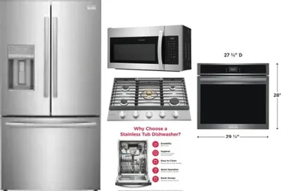 5 Piece Package Includes Refrigerator, Cooktop, Wall Oven, Microwave And Dishwasher
