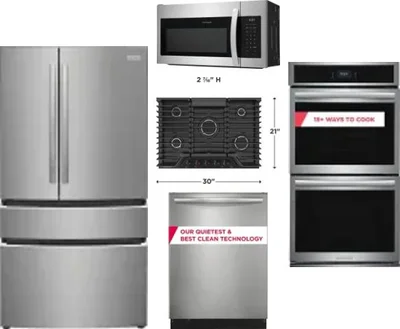 5 Piece Package Includes Refrigerator, Cooktop, Wall Oven, Microwave And Dishwasher