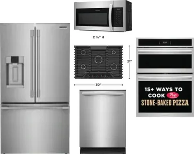5 Piece Package Includes Refrigerator, Cooktop, Wall Oven, Microwave And Dishwasher