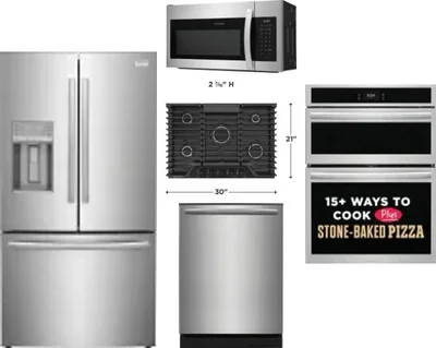 5 Piece Package Includes Refrigerator, Cooktop, Wall Oven, Microwave And Dishwasher
