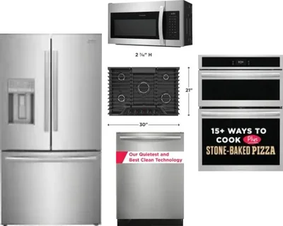 5 Piece Package Includes Refrigerator, Cooktop, Wall Oven, Microwave And Dishwasher