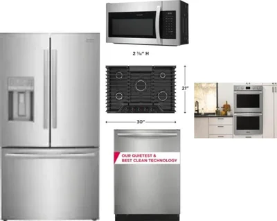 5 Piece Package Includes Refrigerator, Cooktop, Wall Oven, Microwave And Dishwasher