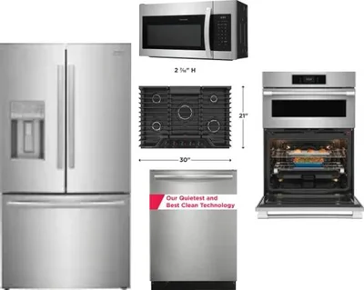 5 Piece Package Includes Refrigerator, Cooktop, Wall Oven, Microwave And Dishwasher