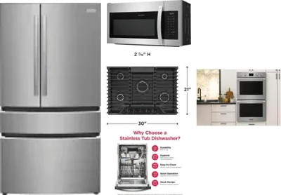 5 Piece Package Includes Refrigerator, Cooktop, Wall Oven, Microwave And Dishwasher