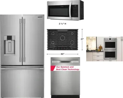5 Piece Package Includes Refrigerator, Cooktop, Wall Oven, Microwave And Dishwasher
