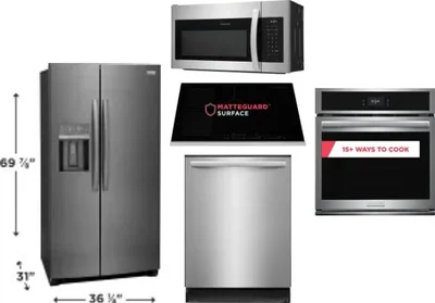 5 Piece Package Includes Refrigerator, Cooktop, Wall Oven, Microwave And Dishwasher