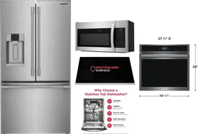 5 Piece Package Includes Refrigerator, Cooktop, Wall Oven, Microwave And Dishwasher