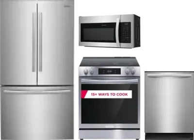 4 Piece Package Includes Refrigerator, Range, Microwave And Dishwasher