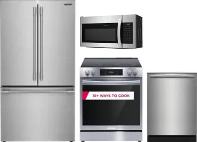 4 Piece Package Includes Refrigerator, Range, Microwave And Dishwasher