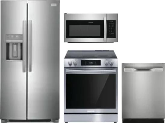 4 Piece Package Includes Refrigerator, Range, Microwave And Dishwasher