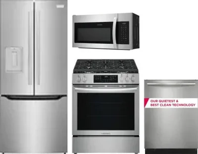 4 Piece Package Includes Refrigerator, Range, Microwave And Dishwasher