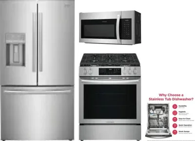 4 Piece Package Includes Refrigerator, Range, Microwave And Dishwasher