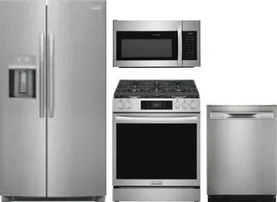 4 Piece Package Includes Refrigerator, Range, Microwave And Dishwasher