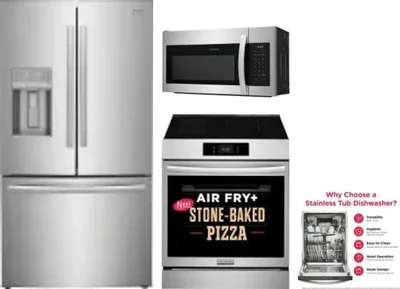4 Piece Package Includes Refrigerator, Range, Microwave And Dishwasher
