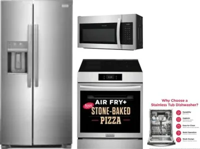 4 Piece Package Includes Refrigerator, Range, Microwave And Dishwasher
