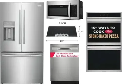 5 Piece Package Includes Refrigerator, Cooktop, Wall Oven, Microwave And Dishwasher