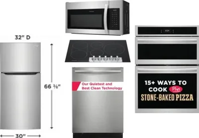 5 Piece Package Includes Refrigerator, Cooktop, Wall Oven, Microwave And Dishwasher