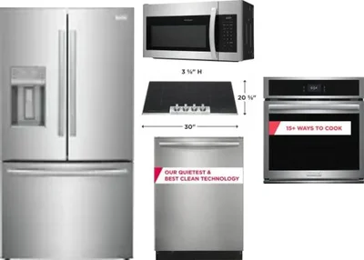 5 Piece Package Includes Refrigerator, Cooktop, Wall Oven, Microwave And Dishwasher