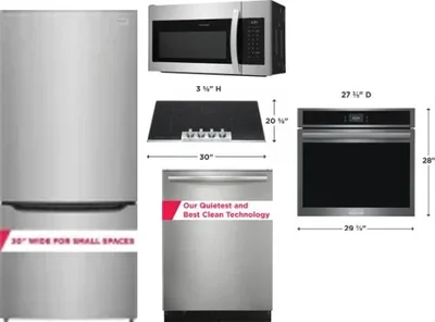 5 Piece Package Includes Refrigerator, Cooktop, Wall Oven, Microwave And Dishwasher