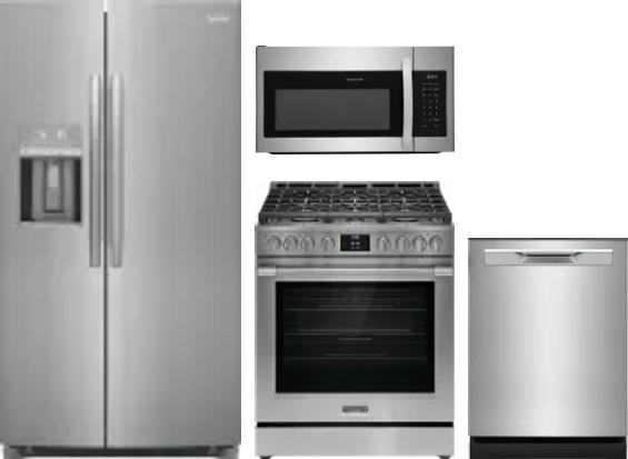 4 Piece Package Includes Refrigerator, Range, Microwave And Dishwasher