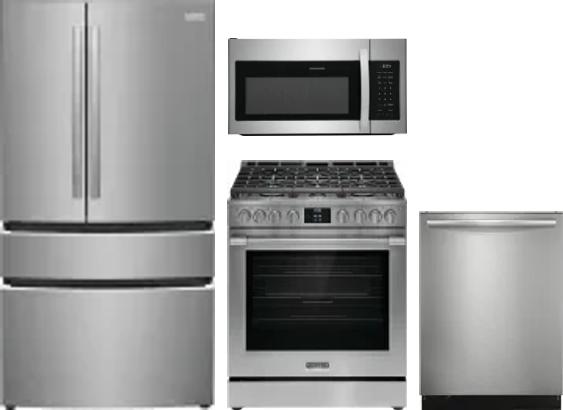 4 Piece Package Includes Refrigerator, Range, Microwave And Dishwasher