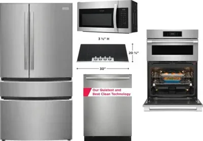 5 Piece Package Includes Refrigerator, Cooktop, Wall Oven, Microwave And Dishwasher