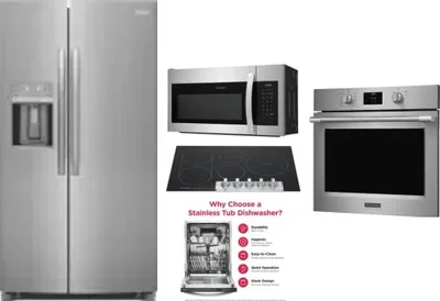 5 Piece Package Includes Refrigerator, Cooktop, Wall Oven, Microwave And Dishwasher
