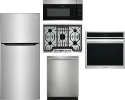 5 Piece Package Includes Refrigerator, Cooktop, Wall Oven, Microwave And Dishwasher