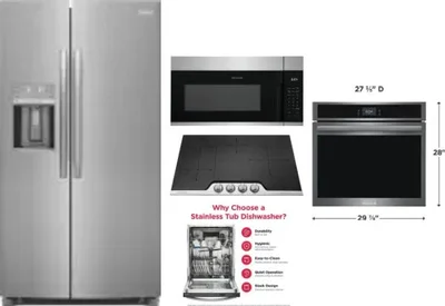 5 Piece Package Includes Refrigerator, Cooktop, Wall Oven, Microwave And Dishwasher